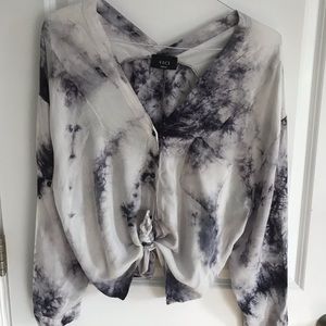 Ladies adorable blue and gray tie dye top
